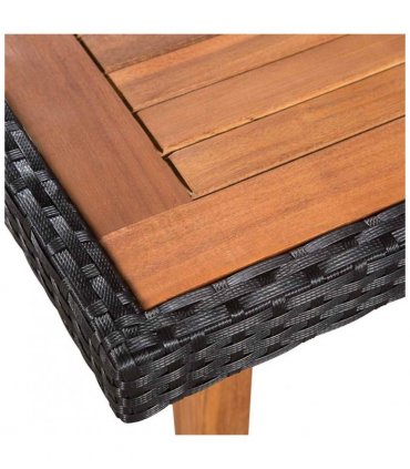 vidaXL Dining Set | Black and brown | PE rattan, solid acacia wood | Medium