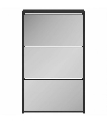 vidaXL Shoe Cabinet with Mirror 3-Layer Black 63x17x102.5 cm
