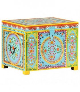 vidaXL Hand Painted Storage Box 50x40x40 cm Solid Mango Wood