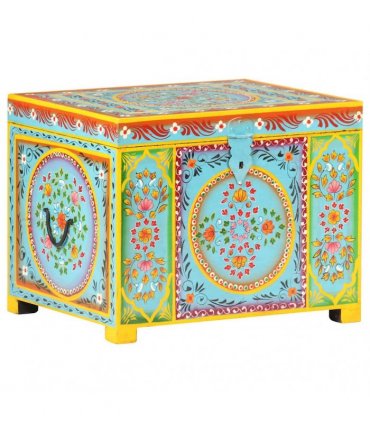 vidaXL Hand Painted Storage Box 50x40x40 cm Solid Mango Wood