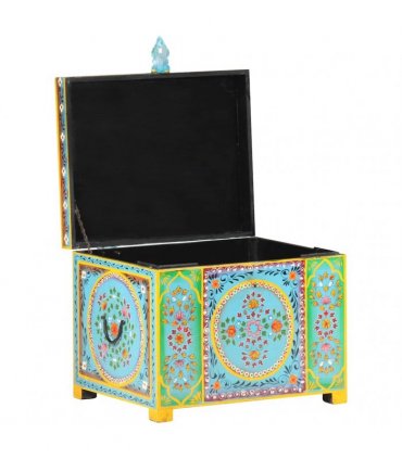vidaXL Hand Painted Storage Box 50x40x40 cm Solid Mango Wood