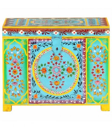 vidaXL Hand Painted Storage Box 50x40x40 cm Solid Mango Wood