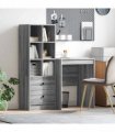 vidaXL Desk with Drawer with Shelf with Storage 2 pcs Grey Sonoma