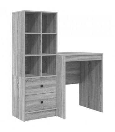 vidaXL Desk with Drawer with Shelf with Storage 2 pcs Grey Sonoma