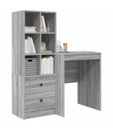 vidaXL Desk with Drawer with Shelf with Storage 2 pcs Grey Sonoma