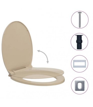 vidaXL Soft-Close Toilet Seat Quick Release Beige Oval