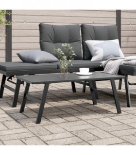 vidaXL Garden Coffee Table Black 90x45x35 cm Powder-coated Steel