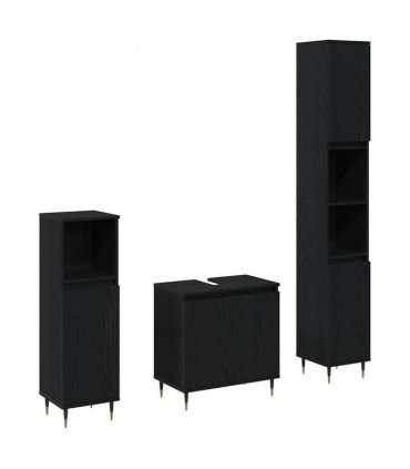 vidaXL Bathroom Furniture Set 3 pcs Black Oak 30 x 30 x 190 cm