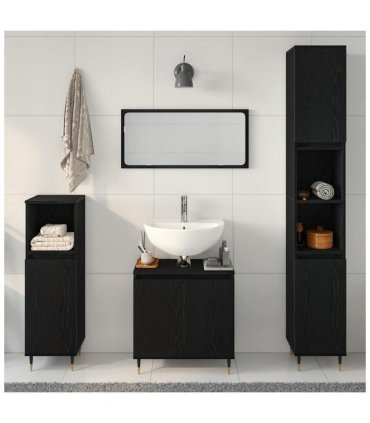 vidaXL Bathroom Furniture Set 3 pcs Black Oak 30 x 30 x 190 cm