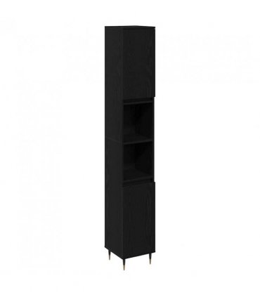 vidaXL Bathroom Furniture Set 3 pcs Black Oak 30 x 30 x 190 cm