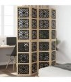 vidaXL Room Divider 4 Panels Brown and Black Solid Wood Paulownia