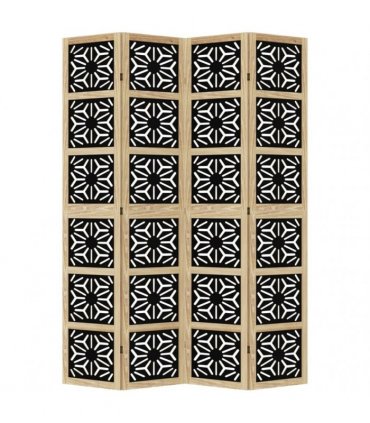 vidaXL Room Divider 4 Panels Brown and Black Solid Wood Paulownia