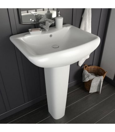 vidaXL Freestanding Basin with Pedestal Ceramic White 580x470x200 mm