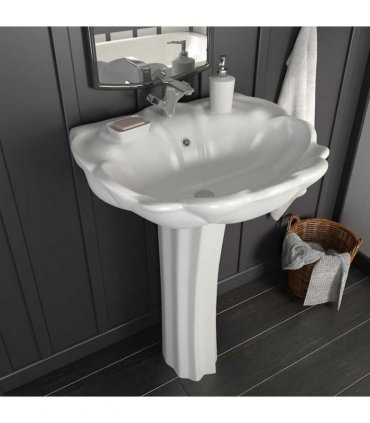 vidaXL Freestanding Basin with Pedestal Ceramic White 580x510x200mm