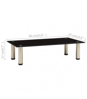 vidaXL TV Stand Black 60x35x17 cm Tempered Glass