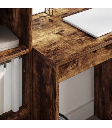 vidaXL Desk with Drawer with Shelf with Storage 2 pcs Smoked Oak