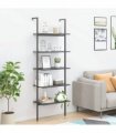 vidaXL 5-Tier Leaning Shelf Black 64x35x185 cm