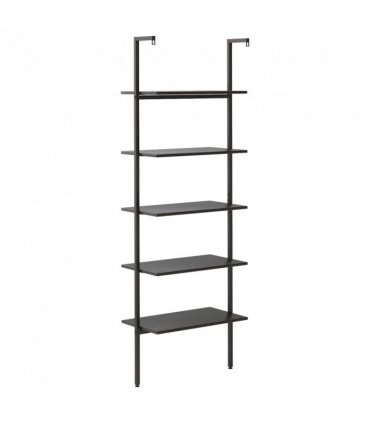 vidaXL 5-Tier Leaning Shelf Black 64x35x185 cm