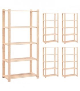 vidaXL 5-Tier Storage Racks 5 pcs 80x38x170 cm Solid Pinewood 250 kg