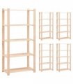 vidaXL 5-Tier Storage Racks 5 pcs 80x38x170 cm Solid Pinewood 250 kg