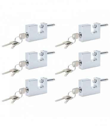 vidaXL Padlock 6 pcs Silver Steel
