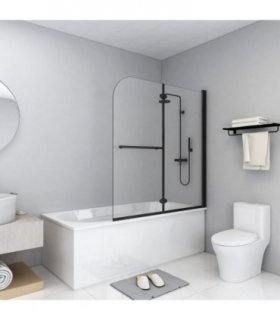 vidaXL Folding Shower Enclosure 2 Panels ESG 120x140 cm Black