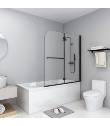 vidaXL Folding Shower Enclosure 2 Panels ESG 120x140 cm Black