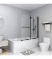vidaXL Folding Shower Enclosure 2 Panels ESG 120x140 cm Black