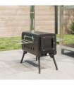 vidaXL Tent Wood Stove with Chimney and Foldable Legs Black Steel