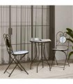 vidaXL Mosaic Bistro Set Blue and White Iron and Ceramic