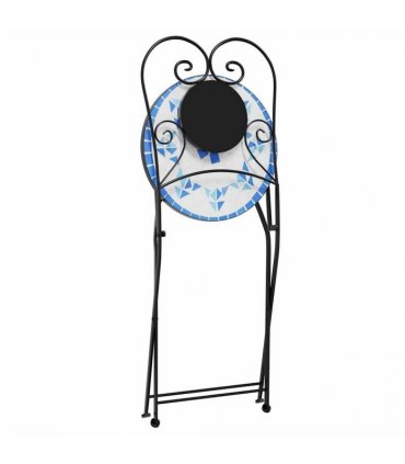 vidaXL Mosaic Bistro Set Blue and White Iron and Ceramic