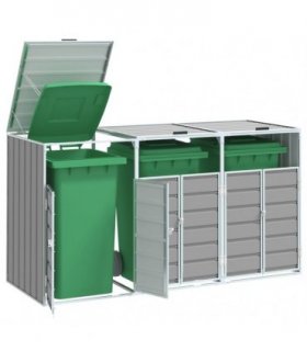 vidaXL Wheelie Bin Storage for Triple Bins Grey 216x81x115 cm Steel