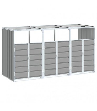 vidaXL Wheelie Bin Storage for Triple Bins Grey 216x81x115 cm Steel