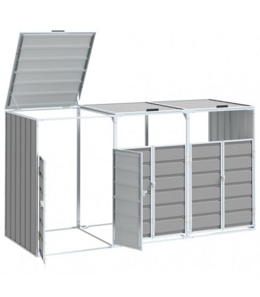 vidaXL Wheelie Bin Storage for Triple Bins Grey 216x81x115 cm Steel