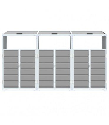 vidaXL Wheelie Bin Storage for Triple Bins Grey 216x81x115 cm Steel