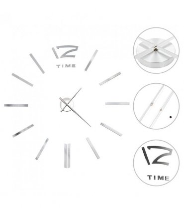 vidaXL 3D Wall Clock Modern Design 100 cm XXL Silver