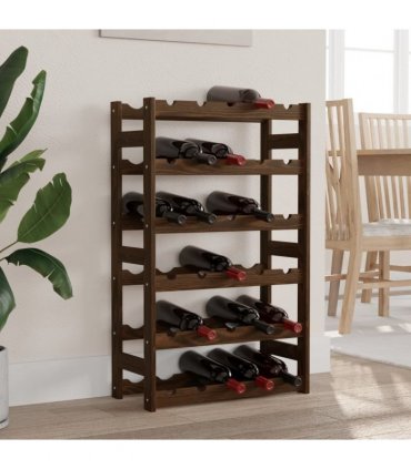 vidaXL Wine Rack for 30 Bottles Brown Solid Wood Pine