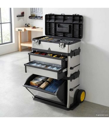 vidaXL 3-Part Rolling Tool Box replaces 140174