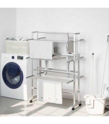 vidaXL Laundry Drying Rack with Wheels 89x64x129 cm Aluminium