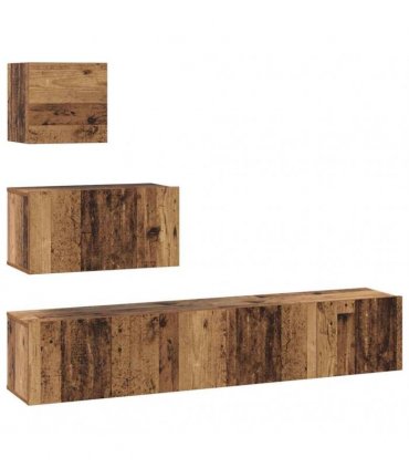 vidaXL TV Cabinet Set Wall-mounted 4 pcs Old Wood Engineered Wood