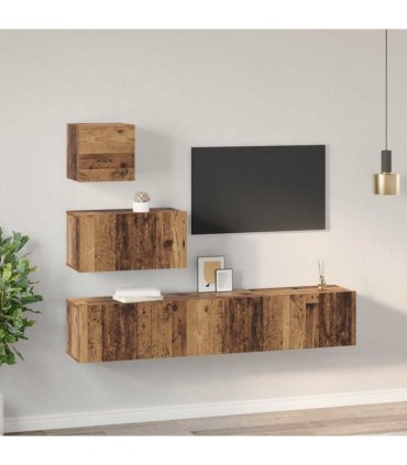 vidaXL TV Cabinet Set Wall-mounted 4 pcs Old Wood Engineered Wood