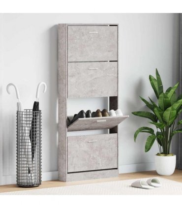 vidaXL Shoe Cabinet Concrete Grey 59x17x150 cm Engineered Wood