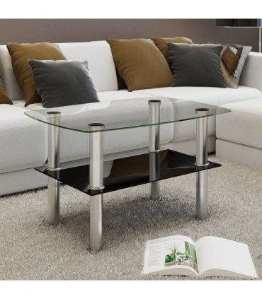 vidaXL Coffee Table Glass 2 Tiers