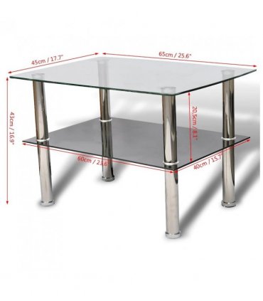 vidaXL Coffee Table Glass 2 Tiers