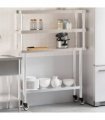 vidaXL Kitchen Work Table with Overshelf 110x30x150 cm Stainless Steel