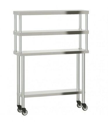 vidaXL Kitchen Work Table with Overshelf 110x30x150 cm Stainless Steel