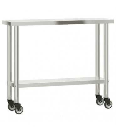 vidaXL Kitchen Work Table with Overshelf 110x30x150 cm Stainless Steel