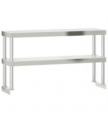 vidaXL Kitchen Work Table with Overshelf 110x30x150 cm Stainless Steel