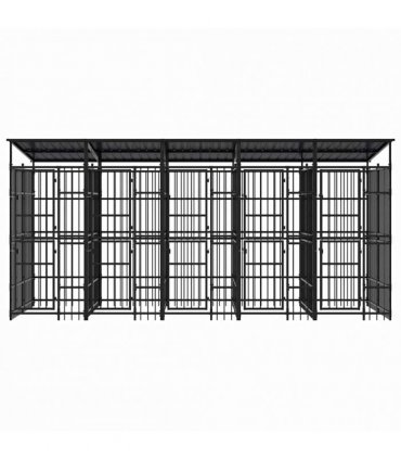 vidaXL Outdoor Dog Kennel with Roof Steel 9.22 m²