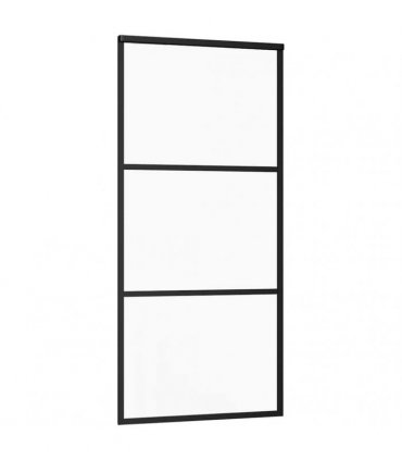 vidaXL Sliding Door with Hardware Set Black 90x205 cm ESG Glass